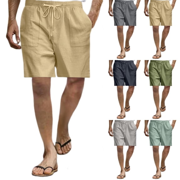 Men’s Cotton Casual Shorts Straight Leg Breathable Comfortable Summer Home Bottoms