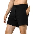 thumbnail image 1 of Men's Cotton Shorts with Pockets and Elastic Wasit Soft Casual Lounge Jogging Shorts, 5" Inseam, Black, 1 of 7