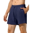 thumbnail image 1 of Men's Cotton Shorts with Pockets and Elastic Wasit Soft Casual Lounge Jogging Shorts, 5" Inseam, Navy, 1 of 7