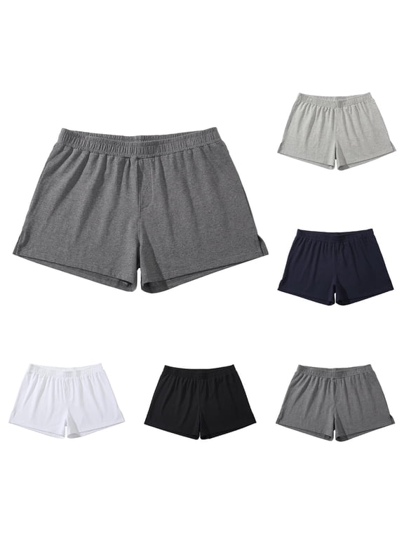 Men's Cotton Casual Straight Leg Shorts, Elastic Waist Pocket Pants, Half Shorts, Solid Casual Pants, Gym Workout Daily Lounge Sportswear | JASKFLY,Black XL