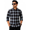 thumbnail image 1 of Men's Cotton Checkered Casual Shirt | Long Sleeve | Button Down Shirt | Regular Fit (Brown-XL), 1 of 5