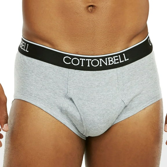 Men's Cotton Color Band Briefs, Underwear, Grey 2XL, 6-Pack