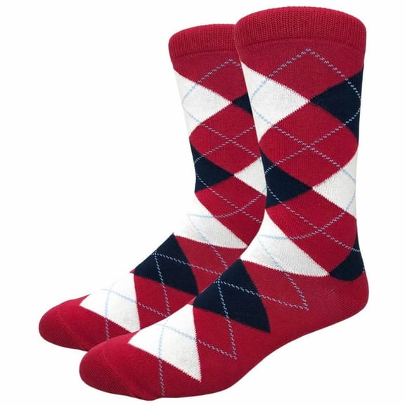 Men's Cotton Colorful Argyle Casual Crew Dress Socks for Groomsmen, Size 8 to 13