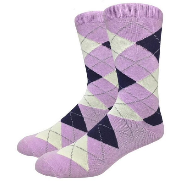 Men's Cotton Colorful Argyle Casual Crew Dress Socks for Groomsmen, Size 8 to 13