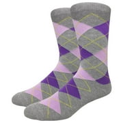 Men's Cotton Colorful Argyle Casual Crew Dress Socks for Groomsmen, Size 8 to 13