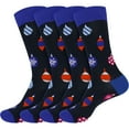 thumbnail image 1 of BambooMN Men's Christmas Crew Socks - Cotton Novelty Holiday Designs - Tree Ornaments - 4 Pairs, 1 of 6