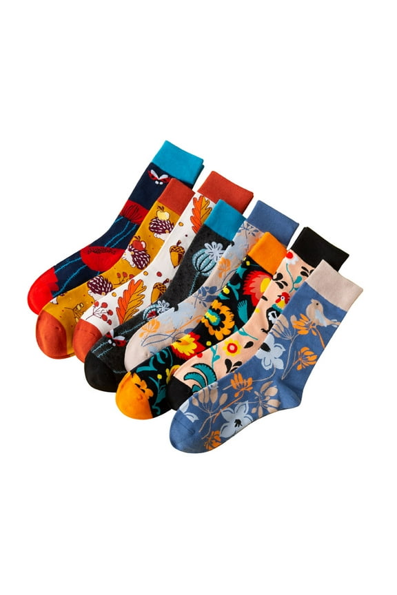 Men's Cotton Colorful Funky Crew Socks 8-Pack 6.5-10