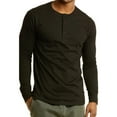 thumbnail image 1 of Men's Cotton Crew Neck Long Sleeve Henley Shirt/T Shirts, Black XL, 1 Pack, 1 of 3