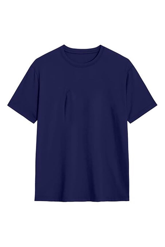 Men's Cotton Crew Neck Tee -- Navy, Small