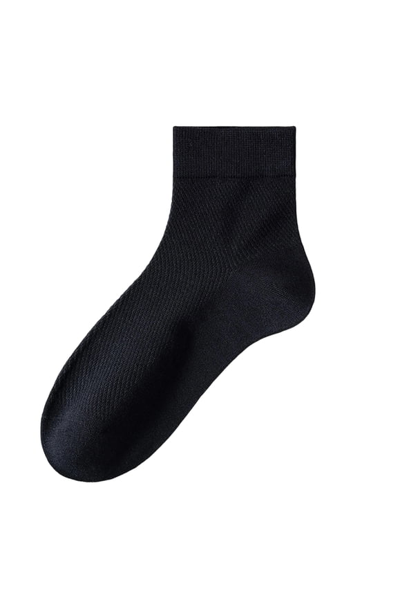 Men's Cotton Crew Socks, Ribbed Cooling Mesh Thin Seamless, Sweat-Absorbing Odor-Resistant Non-Binding, 1 Pair for Spring Fall Commute Casual Black