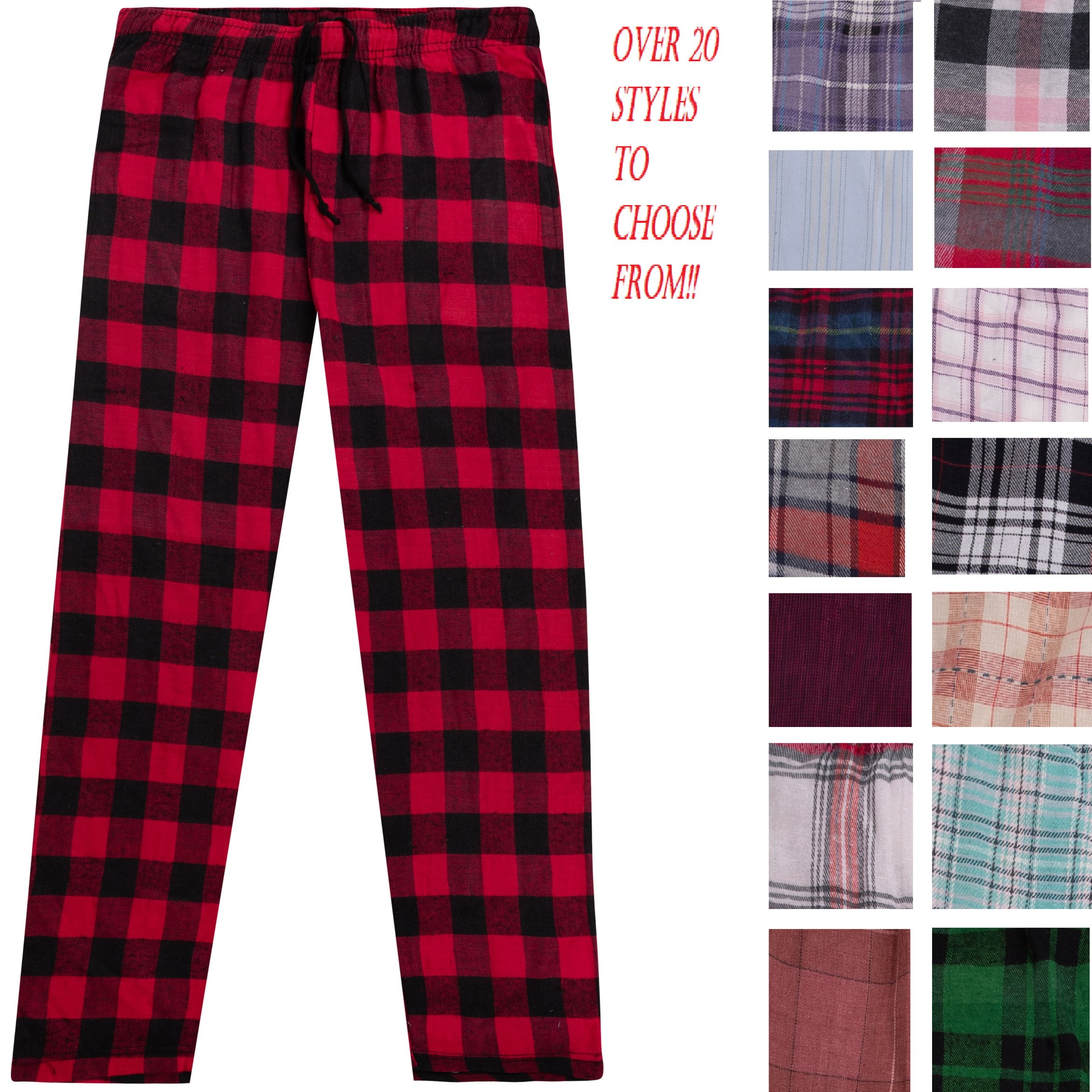 Men's Cotton Flannel Plaid Pajama Sleep Pants Super Soft Lounge Bottoms ...