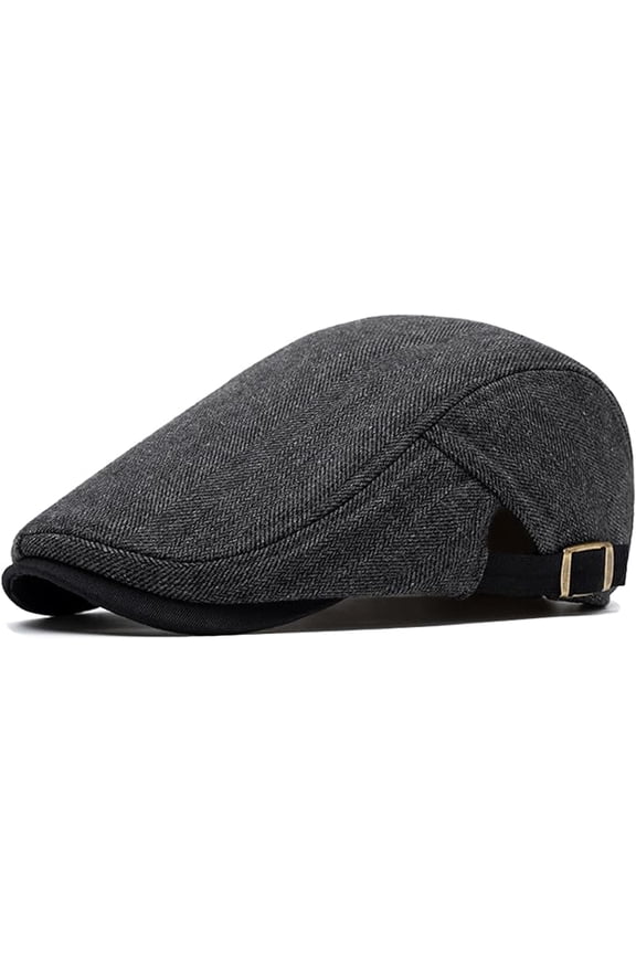 Men's Cotton Flat Cap Herringbone Tweed Newsboy Hat Adjustable Wool Blend Hats Gatsby Cabbie Ivy Caps