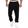thumbnail image 1 of Men's Cotton Fleece Sweatpants Warm Wide Leg Drawstring Winter Pants with Pockets Fuzzy Hem Casual Trousers (M, Black), 1 of 7