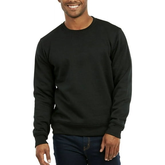 Men's Cotton Fleece Sweatshirt Heavyweight Crew Neck Long Sleeve Tops S-3XL Regular Big & Tall Plain Menswear Simple Solid Sweaters Hoodie Pullover