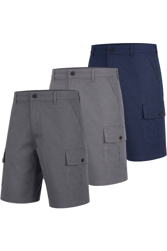 Men's Cotton Flex Stretch Cargo Shorts W/o Belt (3-Pack)
