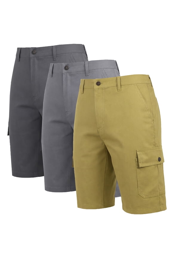 Men's Cotton Flex Stretch Cargo Shorts W/o Belt (3-Pack)