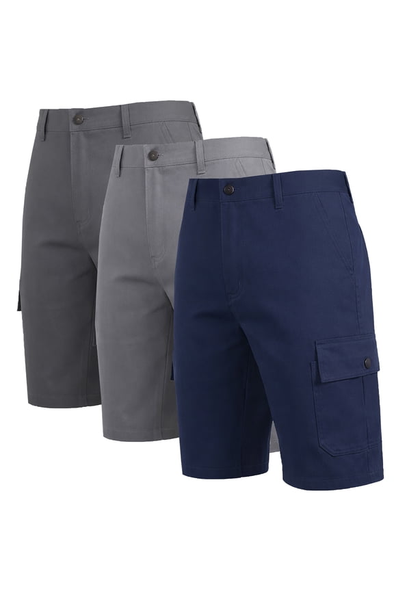 Men's Cotton Flex Stretch Cargo Shorts W/o Belt (3-Pack)