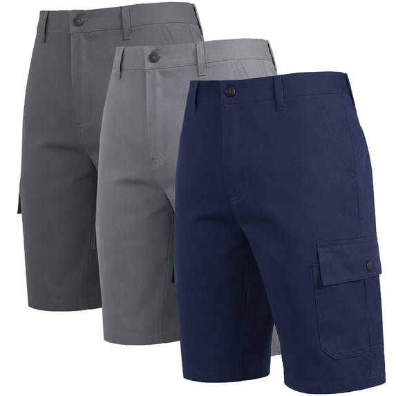 Men's Cotton Flex Stretch Cargo Shorts W/o Belt (3-Pack)