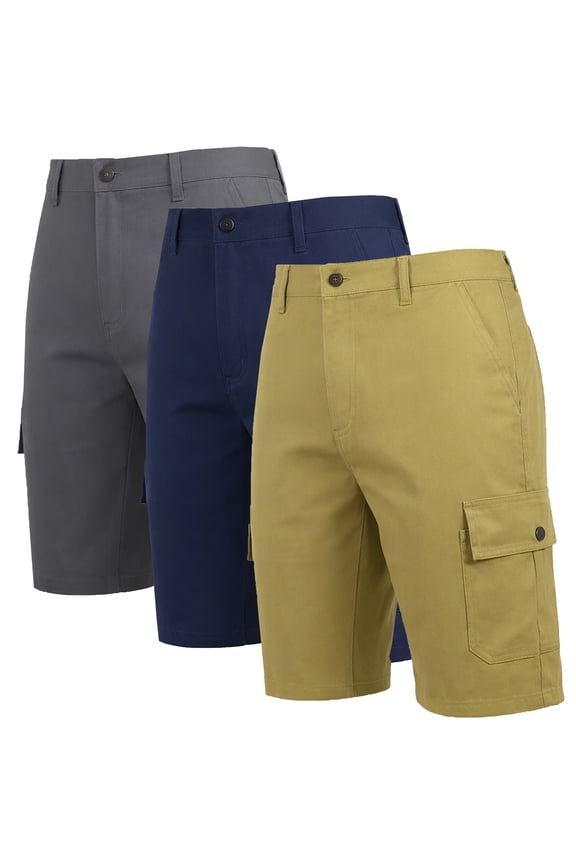 Men's Cotton Flex Stretch Cargo Shorts W/o Belt (3-Pack)