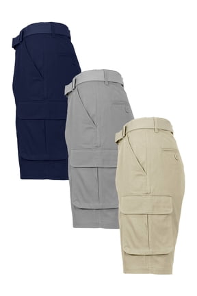 Men's Cotton Flex Stretch Cargo Shorts With Belt (3-Pack)