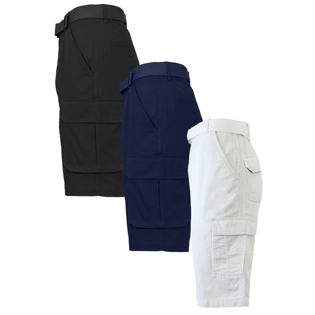 Men's Cotton Flex Stretch Cargo Shorts With Belt (3Pack)