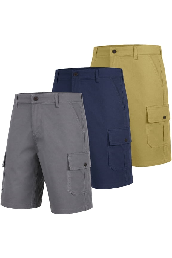 Men's Cotton Flex Stretch Cargo Shorts w/o Belt (3-Pack)