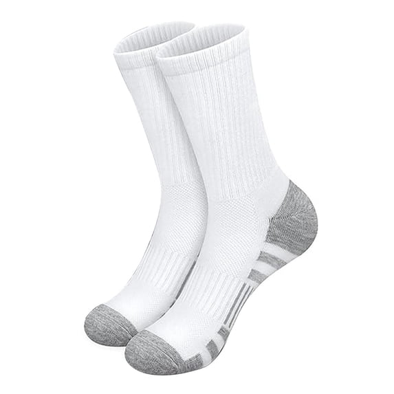 Men's Cotton Full Cushioned Crew Socks, Non-Binding Breathable Performance Athletic Boot Socks, Durable Sports Cushion Socks for Work, Hiking, Basketball and Daily Running,Beige
