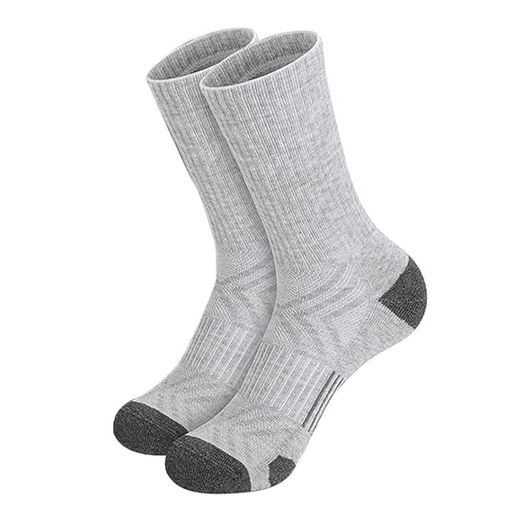Men's Cotton Full Cushioned Crew Socks, Non-Binding Breathable Performance Athletic Boot Socks, Durable Sports Cushion Socks for Work, Hiking, Basketball and Daily Running,Grey