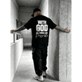 thumbnail image 1 of Men's Cotton Graphic Tee, Oversized "With God All Things Are Possible" Letter Print Short Sleeve T-Shirt, 1 of 6