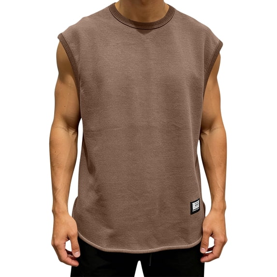 Men's Cotton Gym Tank Tops, Sleeveless Crew Neck Workout Vest, Casual Breathable Muscle Shirt for Fitness, Training & Daily Wear