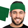 thumbnail image 1 of Men's Cotton Headband Sweatband 2-Pack 3" Wide Size Large Yoga Sports Fitness Made in USA Green, 1 of 5