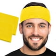 thumbnail image 1 of Men's Cotton Headband Sweatband 2-Pack 3" Wide Size Medium Yoga Sports Fitness Made in USA Yellow, 1 of 5