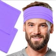 thumbnail image 1 of Men's Cotton Headband Sweatband 2-Pack 5" Wide Size Medium Yoga Sports Fitness Made in USA Purple Light, 1 of 5
