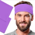 thumbnail image 1 of Men's Cotton Headband Sweatband 2-Pack 5" Wide Size X-Large Yoga Sports Fitness Made in USA Orchid, 1 of 5