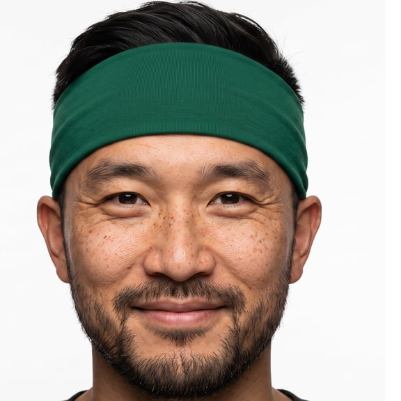 Men's Cotton Headband Sweatband 3" Wide Size Large Yoga Sports Fitness Made in USA Green