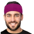 thumbnail image 1 of Men's Cotton Headband Sweatband 3" Wide Size Medium Yoga Sports Fitness Made in USA Magenta, 1 of 5