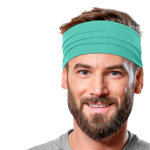 Men's Cotton Headband Sweatband 5" Wide Size Large Yoga Sports Fitness Made in USA Seafoam