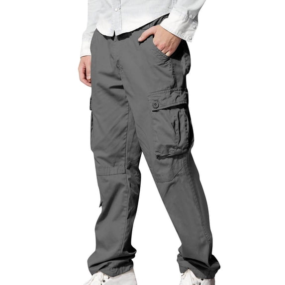 Men's Cotton Hiking Pants Lightweight Stretch Ripstop Military Cargo Work Pants with Multi Pockets Size 3XL Dark Gray