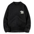 thumbnail image 1 of Men's Cotton Knit Pullover Sweater Long Sleeve Crewneck Solid Color Sweatshirt No Hood Loose Casual Winter Clothes (XL, Black), 1 of 3