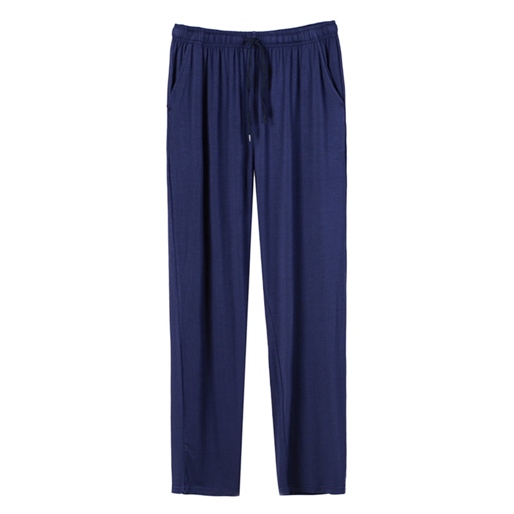 Men's Cotton Knit Sleeping Pants Casual Long Sleeping Pants Men's Loose Homewear Pajama Pants ...
