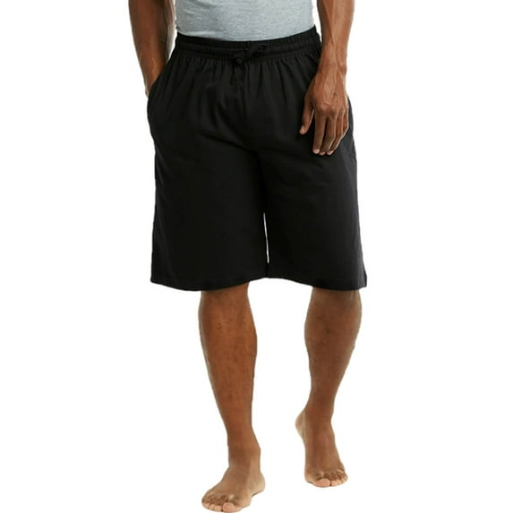 Men's Cotton Knitted Pajama Shorts Comfortable Sleep Shorts Lounge Pajama Bottoms with Pockets, Black XL, 1 Pack