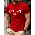 thumbnail image 1 of Men's Cotton Letter & American Flag Graphic Tee, Casual Crew Neck Short Sleeve, Soft Breathable, For Street Style Independence Day Gift,Black T-Shirt, 1 of 10