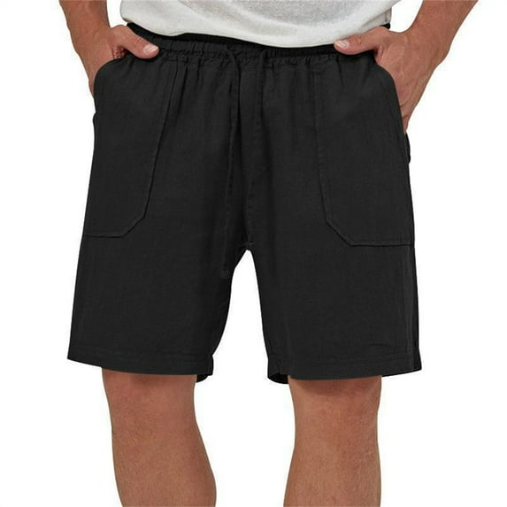 Men's Cotton Lightweight Drawstring Shorts Elastic Waist Breathable Stylish Cargo Shorts Casual Daily Workout Gym Shorts with Pockets
