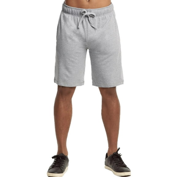 Men's Cotton Lightweight Terry Shorts with Pockets, Sweat Shorts, Heather Grey L, 1 Pack