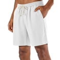 thumbnail image 1 of Men's Cotton Linen Casual Shorts Drawstring Elastic Waist Loose Fit Summer Vacation Beach Shorts, 1 of 6
