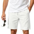 thumbnail image 1 of Men's Cotton Linen Casual Shorts Straight Leg 5-Inch Inseam Summer Beach Shorts with Pockets, 1 of 5