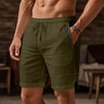 thumbnail image 1 of Men's Cotton Linen Hawaiian Beach Shorts Loose Fits Elastic Waist Drawstring Short Mens Summer Csual Solid Plus Size Relaxed Lightweight Breathable Seaside Vacation Shorts, 1 of 9