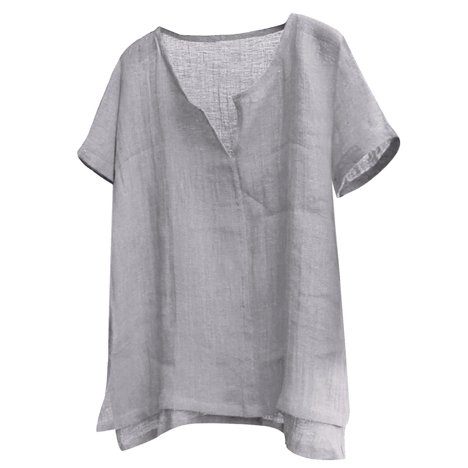 Men's Cotton Linen Henley Shirt Short Sleeve Hippie Casual Comfort ...