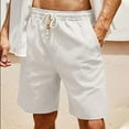 thumbnail image 1 of Men's Cotton Linen Lightweight Drawstring Shorts Elastic Waist Straight Loose Shorts Casual Daily Workout Gym Shorts with Pockets, 1 of 5