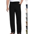 thumbnail image 1 of Men's Cotton Linen Pants Casual Solid Color Drawstring Elastic Waist Long Pants for Gym Workout Wear, 1 of 6